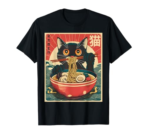 Anime Cat Ramen Graphic Tee Unisex Kids & Adults