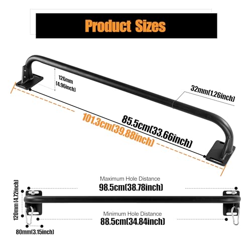 Image of Wall Mounted Doorway Pull Up Bar, Carbon Steel Chin Up Bar and Pull Up Bar with Reinforced Steel Plate Support for Joists and Wall Studs, Strength Training Workouts