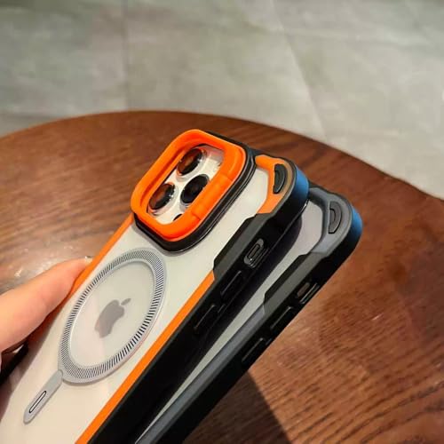 Coque luxe iPhone 14 Plus transparente avec béquille intégrée et bords roses