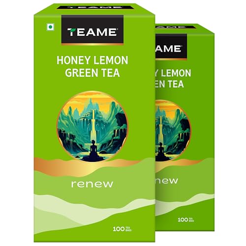 Image of TE-A-ME Green Tea - Honey Lemon, 100 Tea Bags (Pack of 2) | Honey Lemon Green Tea | Honey Lemon Tea Bags | Green Tea Bags 100 pieces | 200 Tea Bags