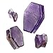 Pierced Owl Coffin Shaped Amethyst Stone Double Flared Plugs, Sold as a Pair (25mm (1