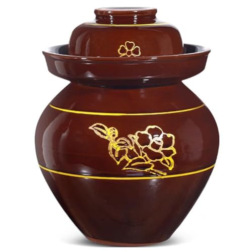 Tanque De Fermentación Retro Chino, Tres Tipos De Tarros De Kimchi De Arcilla Natural, Recipiente De Almacenamiento para La Mesa De Cocina, Diseño De Sello De Agua(12.5kg/440.9oz)