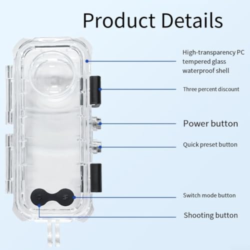 Carcasa impermeable de 60 metros para insta360 X5 evita arañazos 7