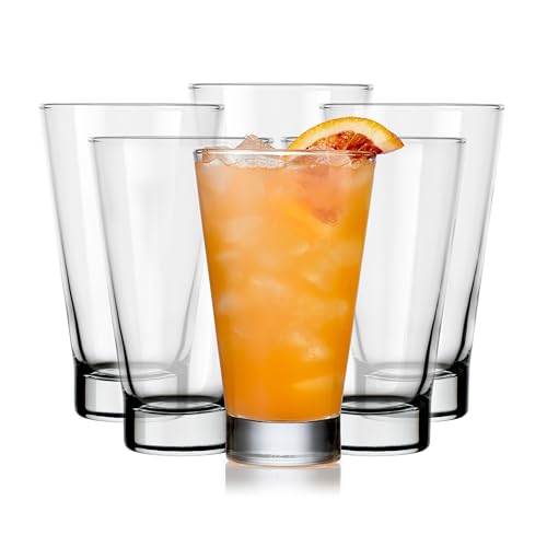 Image of Libbey Bar Essentials Tumbler Glasses Set of 6, 14 ounce, Iconic Heavy Base Drinking Glasses Set, Dishwasher Safe Glass Tumblers for Everyday Use