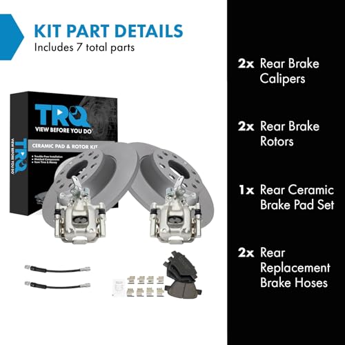 Image of TRQ Rear Brake Pad and Rotor Set Ceramic Calipers Compatible with 2010 Volkswagen Jetta