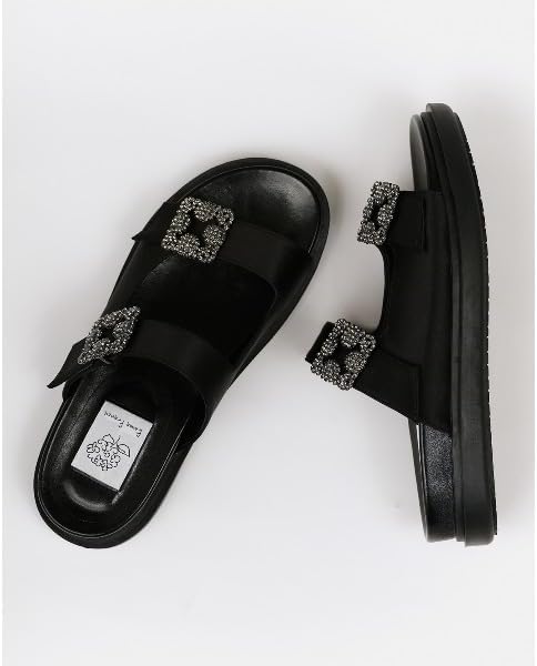 Amazon | [エマフランシス] フラット ダブルベルトサンダル グレー S