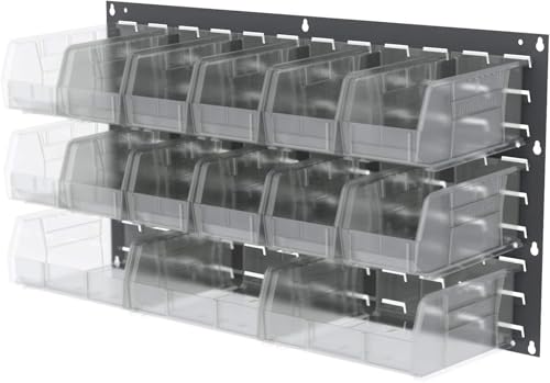 Akro-Mils 30235 AkroBins Plastic Storage Bins, Space-Saving Stackable Bins for Garage, Pantry, Craft Organization, 27,6 cm x 27,9 cm x 12,7 cm, Clear, Clear, 6-Pack