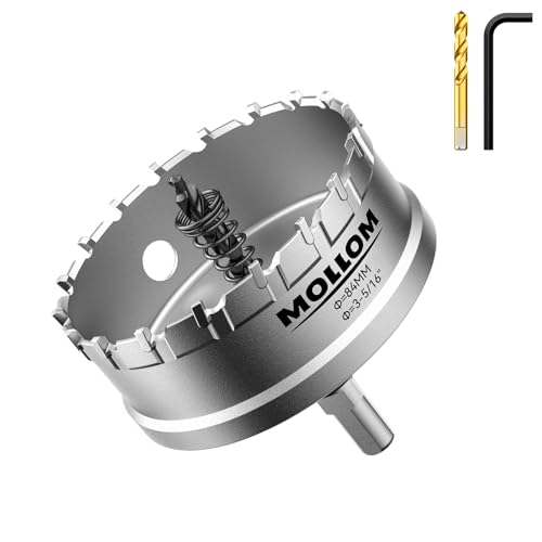 Mollom 3-5/16" (84mm) Heavy Duty Carbide Hole Saw with 2 Pilot Bits