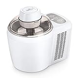 No se necesita congelador: máquina para hacer helados con compresor, E-Cooling Tecnología de refrigeración inteligente, potente compresor de refrigeración, sin necesidad de congelar primero el recipiente. Las herramientas para hacer helados vienen con una receta de helado, una cuchara medidora, una bola, una espátula de silicona y una taza medidora.
