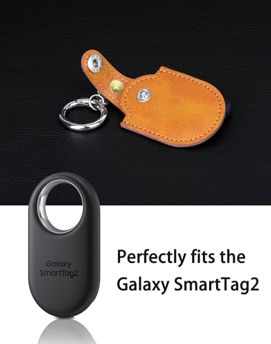 Funda de cuero para Samsung Galaxy SmartTag 2 de Foluu con llavero paquete de 2 6