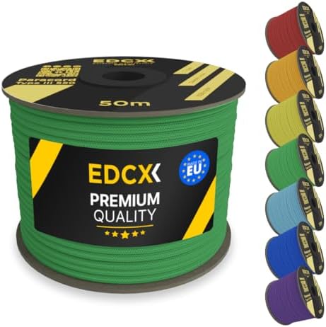 EDCX 4mm Nylon Paracord 550 30m (100 feet) - Type III, 100% Nylon Rope, 7 Strand Rope, 4mm Nylon Rope in Solid Colors (Red, 30 m)