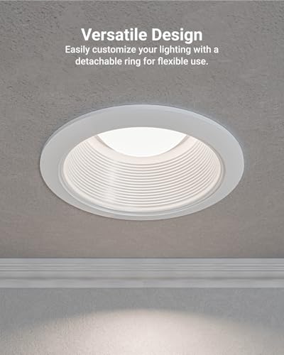 sunco 12 pack 6 inch ceiling can light trim step baffle with detachable ring white recessed light trim