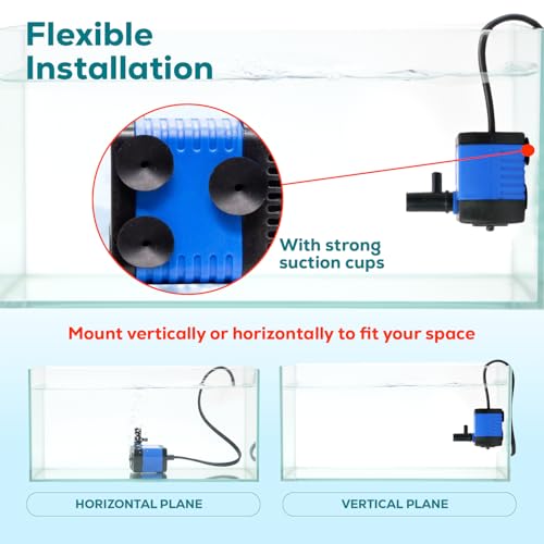 Image of Aqua Dream 66 GPH Submersible Pump - 2.5W Adjustable Ultra Quiet Water Pump for Aquariums and Fountains, 1.9ft Max Lift, Indoor /Outdoor Hydroponic Fish Tank Pump - 7 Pcs