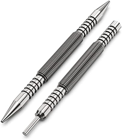 Glieskir Spring Loaded Nail Set Tools,2-PCS Dual Head Nail Setter and Hinge Pin Punch Set, Hammerless 1/16″& 3/32″Spring Nail Set, Super Strong Force Door Pin Removal Tool