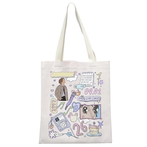 MEIKIUP Jungkook Sacola de lona K-pop Group Bangtan Bolsa masculina JK Fans Gift Jungkook Merch K-pop Bag, J-k Tb2, Medium