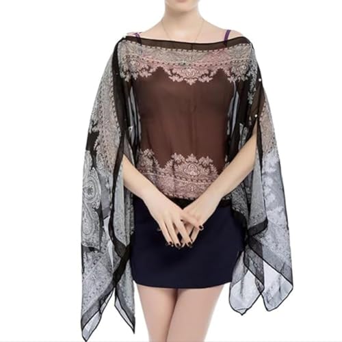 Women's Lightweight Chiffon Breathable Thin Sheer Tops, Beach Sunproof Sleeve Shawl