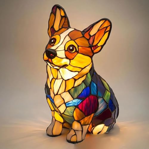 Corgi Lamp, 2025 New Lamps for Night Stands, Stained Resin Dog Funny Lamp Chihuahua Lamps Dog Series Art Night Light Warm Ambient Glow, Fun Gift for Dogs Lovers (Corgi A)