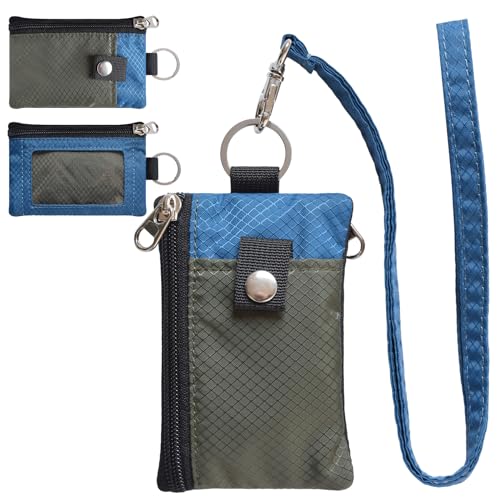 Image of CHENSPRX Minimalist RFID Blocking Small Wallet with ID Window,WaterResistant Zip Id Case Wallet with Lanyard Keychain for Cards,Cash,Travel,Women,Men
