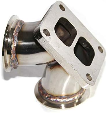 Turbo Charger Flange Conversion Adapter T4 4-Bolt to Twin 2.5" V-Band Straight