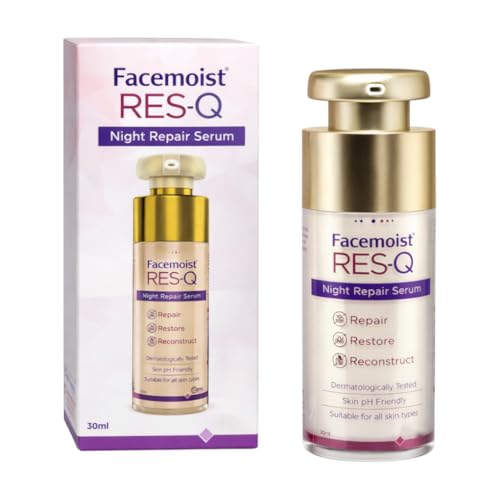 Image of NEW Face-moist RES-Q Night Repair Serum | Overnight Skin Repair, Restore & Reconstruct Formula | Dermatologically Tested, Skin pH Friendly Serum | Suitable for All Skin Types | 30 ml