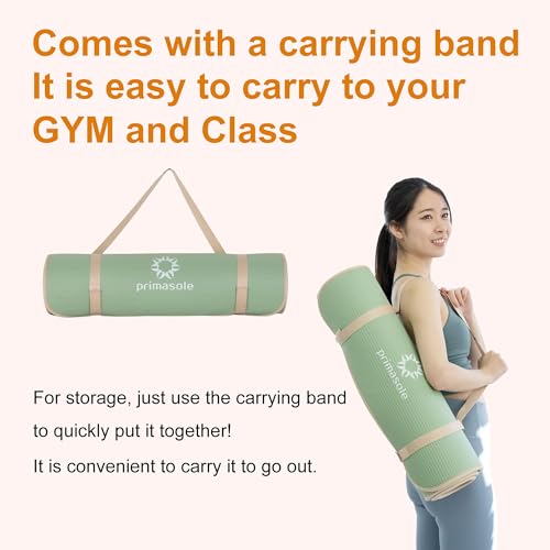 Image of Primasole Thick Yoga Mat, 1 /2-Inch Extra Thick NBR Mat with Enhanced Stability - Textured Design, Lightweight Mat with Carrying Strap & Case for Yoga, Pilates, Gym & Home Use (Multiple Colors)