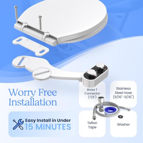 Image of CLEAR REAR Bidet Attachment for Toilet Seat - Non-Electric with Self Cleaning Dual Nozzles, Leak Proof Connectors, Adjustable Water Spray, Rear & Feminine Wash - Hygienic Bathroom Upgrades