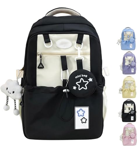 Rosy Posy Backpack, Cute Backpack, Travel Double Shoulder Bag Straps Large Capacity (Black)