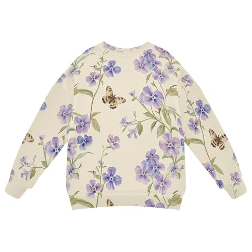 Wudan Safari Phlox Flowers Beige Big Boys Sweatshirts Hoodies Long Sleeve Hoodies for Girls2