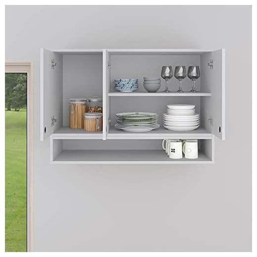 Armário Aéreo 3 Portas Com Nicho Suspenso Cozinha Parede Area Serviço (Branco)