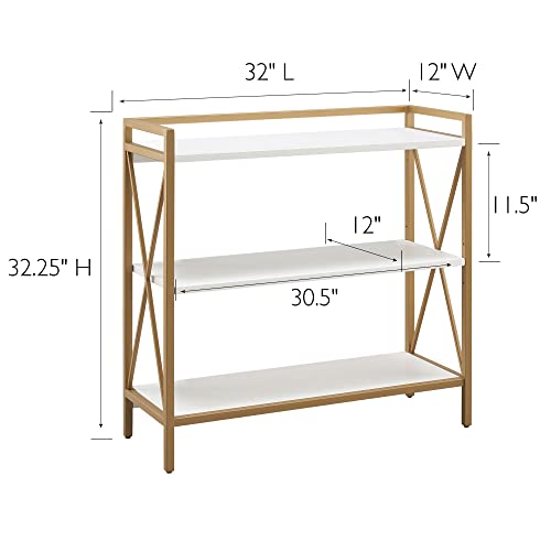 Image of Leick Home Claudette Bookcase, 32 inch, White, Gold