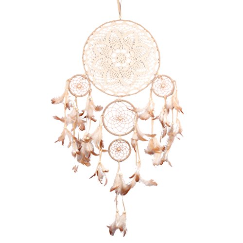 Gazechimp Attrape-rêves Indien Plume Dentelle 5-Anneaux Capteur de Rêve Décoration Suspendue Maison Pendentif Voiture - Matériel: Plume, Métal, Coton - Occasion: Mariage - Style: Bohémien