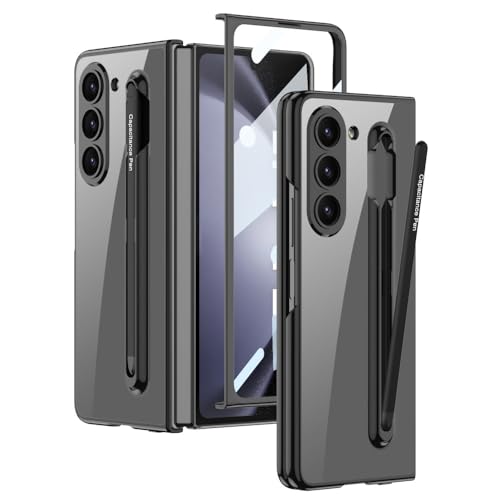 Coque Galaxy Z Fold 5 avec fente stylo et charnière transparente antichoc