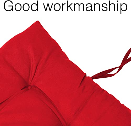 Image of Super Comfy Long Rocking Chair Cushion /Bench Back Seat Pad Cotton Handmade Quilts (Red -18 x 50 Inch)