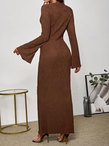 Women Long Sleeve Maxi Dress Bodycon Elegant Formal Wedding Guest Long Fall Dress for Women 20252