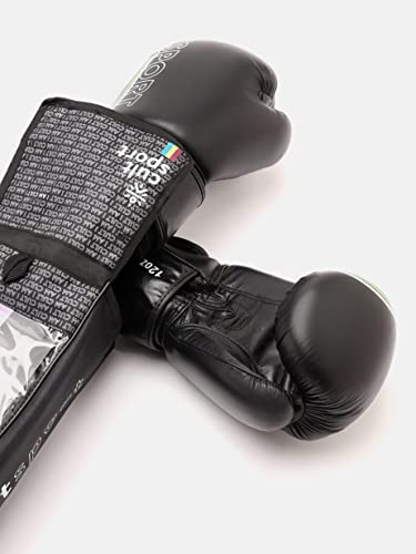 Image of Cultsport Premium Leather Boxing Gloves with Antimicrobial Lining(CS700547 Black 8 oz)