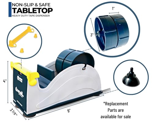 Excell Twin Premium Wide Metal Multi-Roll Desktop Tape Dispenser, ET-12271, 2 inch Wide, 3 inch Core - Thumbnail 5