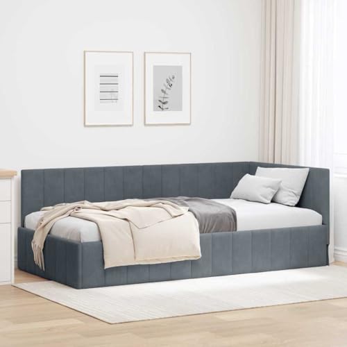 Amorsee- Einzelbett, Schlafsofa, Bettsofa, Farbauswahl, Sofabett, Gästebett, Tagesbett Komfortbett, Bett 90 x 200 cm für Jugendzimmer, Schlafmöbel, Dunkelgrau