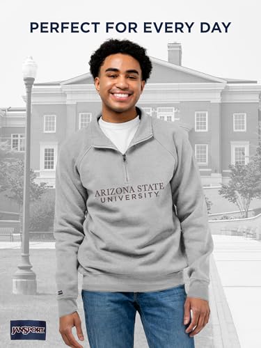 JanSport NCAA Officially Licensed Rival Quarter Zip Sweatshirt, Long Sleeve Unisex 1/4 Zip, Cotton-Polyester Blend with Stand-Up Collar Design & Tapered Raglan Sleeves, Full Chest Embroidered Design - image 2