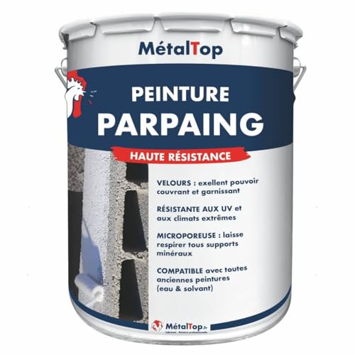 Metaltop - Peinture Parpaing - Ivoire - Ton pierre - RAL 1015-1 L - Intérieur et extérieur, application facile, haute adhérence, finition lavable