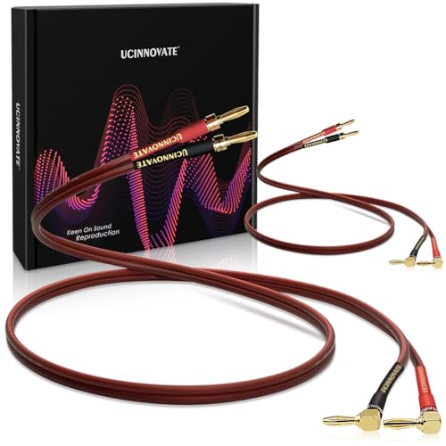 UCINNOVATE Audio Lautsprecherkabel, 2 Pack HiFi OFC Lautsprecherkabel Gold plattiert Bananenstecker zu Y-Stecker Jumper Spade, 3m 14AWG Draht Jumper Kabel f&uuml;r Lautsprecher Amp (2 x 9.8FT)
