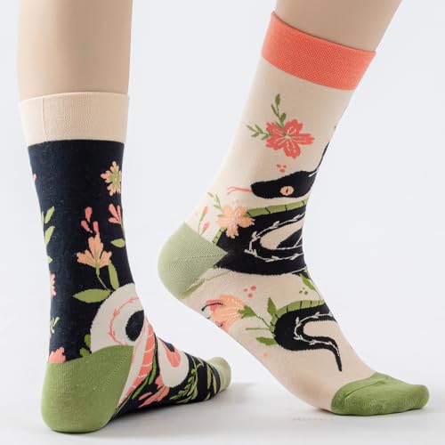 Image of 2 Pairs Cartoon Animal Crew Socks Fun Cotton Mid Calf Socks for Women