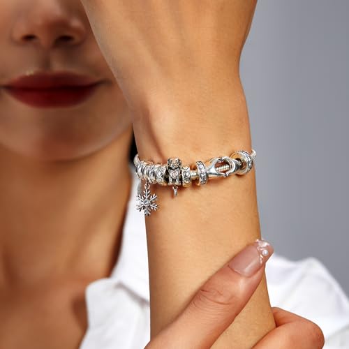 GW 2PCS Spacer Beads Stopper 925 Sterling Silver Charms for Bracelets with Bling CZ Bracelet Charms for Women Jewelry (White)4