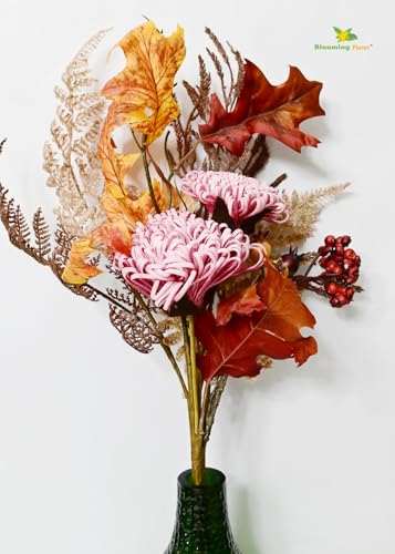 Image of Blooming Floret Artificial Flower Bunch /Lifelike Faux Flowers with Leaves, 62cm for Home Decor /Office Decor /Party Decor /Gifting | Tall Ornamental Stems | Durable (Pink)