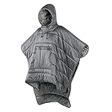 iBasingo Wintermantel mit Kapuze Männer Frauen Poncho Faule Decke Warmer Mantel Kleine Steppdecke Ultraleichter Schlafsack Winddicht Wasserdichter Umhang für Camping Outdoor Kletterreisen NH18D010-P