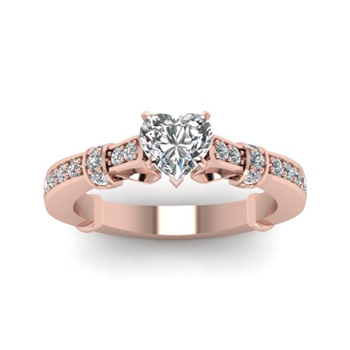 Bague pierre latérale cœur or rose pour style décontracté