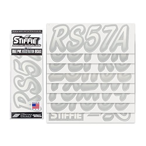 Image of STIFFIE Whipline Transparent Clear /Silver 3 inch Boat & PWC Registration Decals • Numbers Letters Stickers