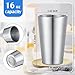 Ziliny 12 Pack 16oz Stainless Steel Cups Metal Pint Cup Tumbler Double Wall Vacuum Insulated Stackable Drinking Glasses for Beer Party Bar Travel Camping Home and Outdoor