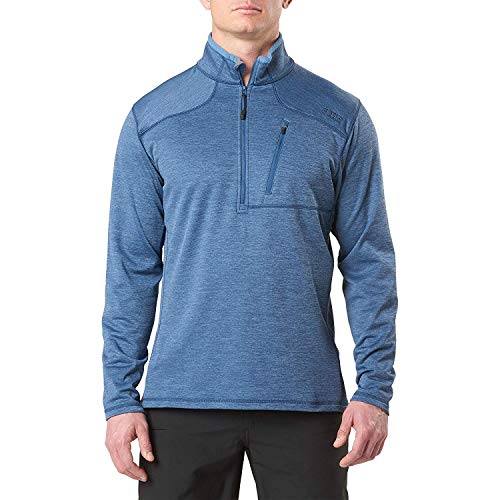 5.11 Tactical Men's Recon Half Zip Polyester Spandex Fleece Long Sleeve Shirt Sweatshirt, Regatta, Small, Style 72054