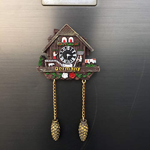 Imán decorativo reloj cucú Alemania 3D para nevera miniatura 6