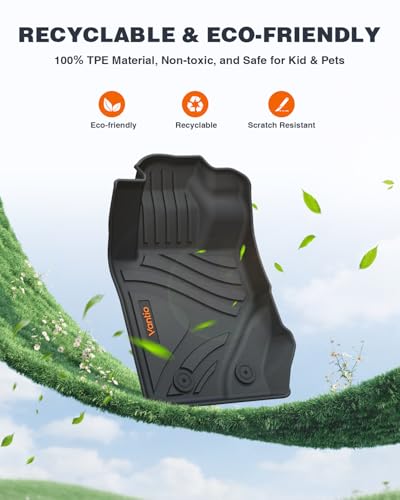Image of Floor Mats for 2021-2025 2026 Ford Bronco 4 Door, Not for Bronco Sport, Custom Fit All Weather TPE Floor Liners with Cargo Liner, Waterproof Heavy Duty Car Mats